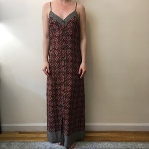 ASTR Maxi Dress Geometric Retro Button Down